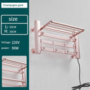 Bathroom Electric Bath Towel Warmer Heating Towel Shelf Rack Household 55℃ Thermostatic Towel Dryer Punch Free Heater Rail Black