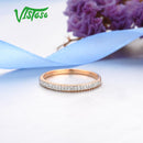 VISTOSO Genuine 14K 585 Rose Gold Sparkling Diamond Delicate Ring For Women Anniversary Engagement Fashion Trendy Fine Jewelry