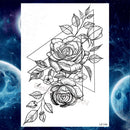 Pegatinas de tatuaje temporal de estilo veraniego, pluma de flor rosa para mujer, tatuajes falsos para hombre, tatuajes artísticos para brazo corporal, Lobo Tribal, León, Henna