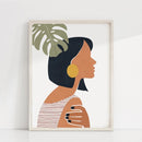 Woman Face One Line Abstract Painting Burnt Orange Terracotta Wall Art Canvas Print Mid Century Boho Picture Living Room Decor