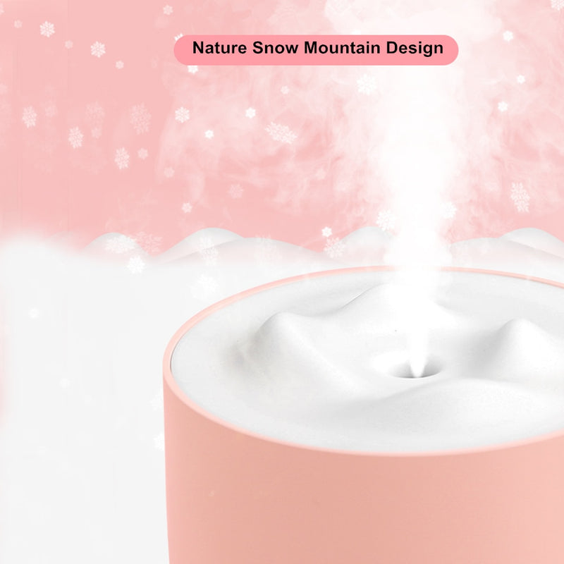 Humidificador de montaña de nieve blanca, 500ML, difusor ultrasónico de aire con USB, Humidificador de aromaterapia con luz relajante, difusor para el hogar