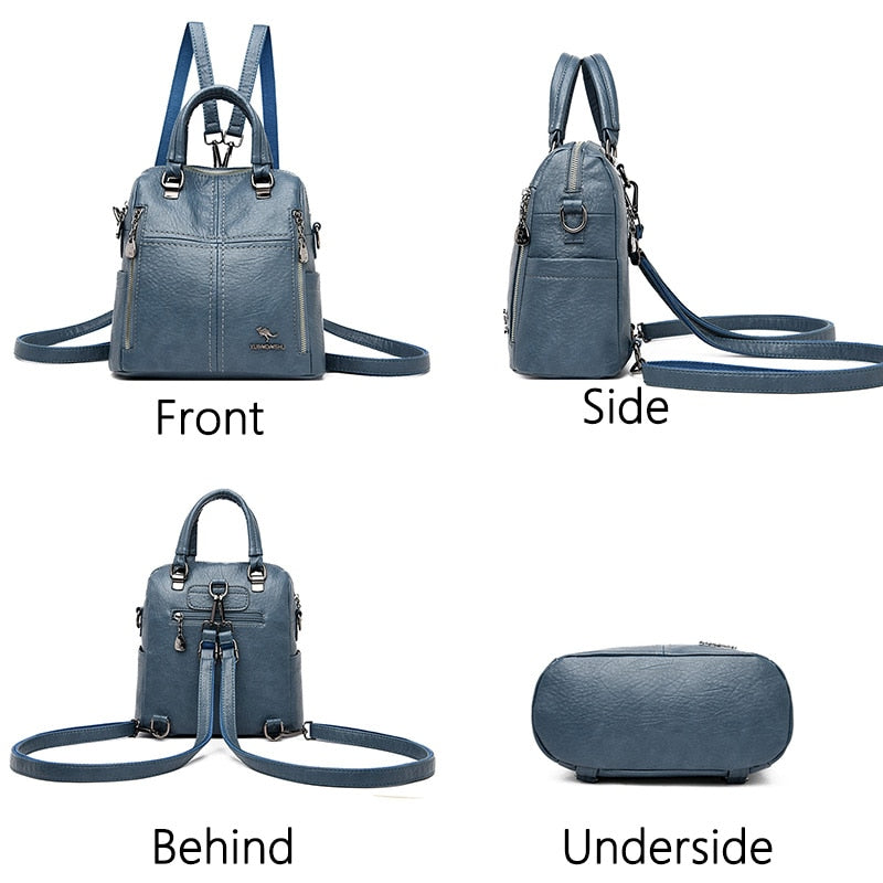 Heißer Verkaufs-Qualitäts-Leder-Rucksack-Frauen-Umhängetaschen-Multifunktionsreise-Rucksack-Schultaschen für Mädchen Bagpack Mochila