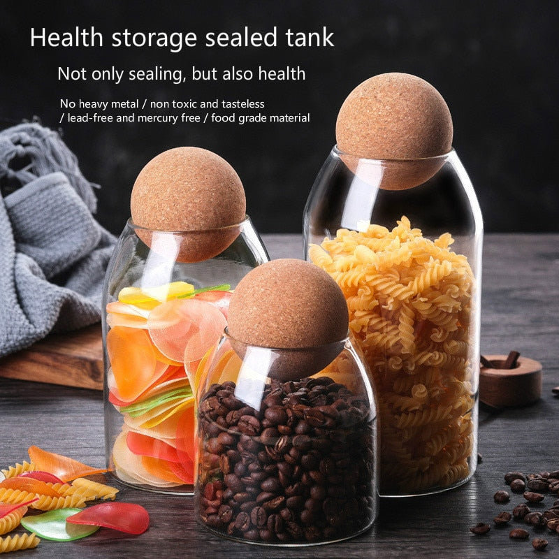 Borosilicate Transparent Lead-Free Glass Sealed Can Storage Tank Grains Storage Jar Creative Cork Tea Containers