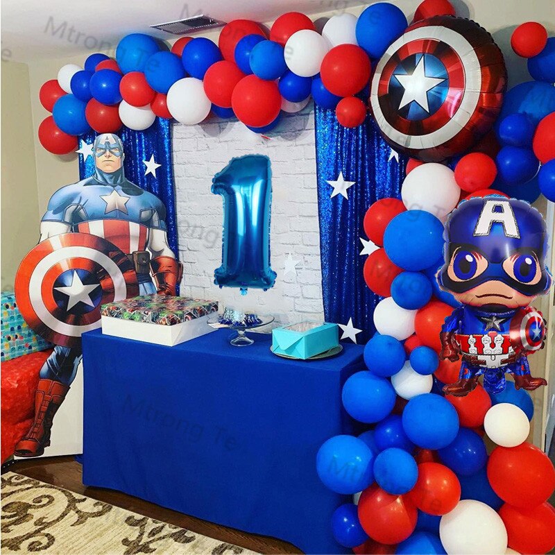 1Set Super Hero Balloon Captain America Birthday Party Decorations Baby Shower Decor Kids Party Cartoon Character Balloon Globos