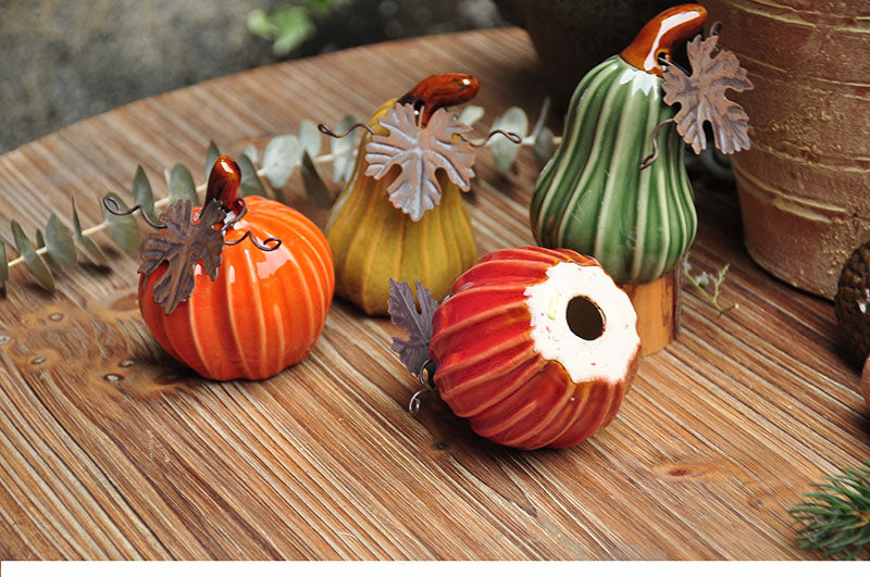 Kreatives Land bemalte Keramik Kürbis Ornamente Garten Gartenarbeit Halloween Dekorationsgeschenk Niedliche Kürbis Schreibtischdekoration CL101
