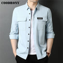 COODRONY Brand Spring Autumn High Quality Streetwear Fashion Style Big Pocket 100% Cotton Long Sleeve Shirt Men Clothing C6112