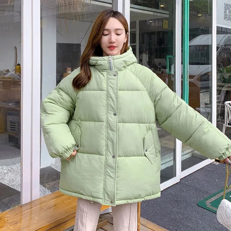 2022 New Women Short Jacket Winter Parkas Thick Hooded Cotton Padded Jackets Coats Female Loose Puffer Parkas Oversize Outwear
