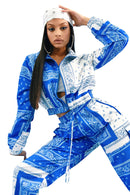 Paisley Bandana Print Two 2 Piece Set Women Fitness Sweatsuit Zipper Up Sweatshirt + Jogger Pants Set Tracksuit Vintage Outfits