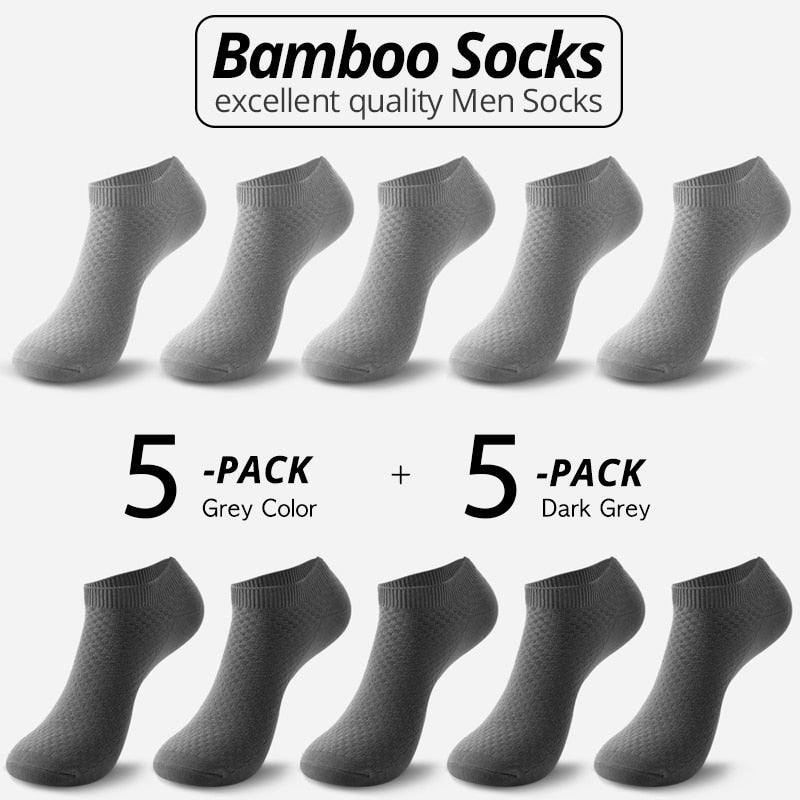 10 Pairs Bamboo Fiber Men Socks Short Ankle Business Black Male Meias Socks Summer Breathable Men Dress Shoes Clothes Size 38-44