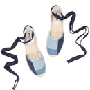 2021 New Top Denim T-strap Flat With Cotton Fabric Open Sandalias Mujer Sandals Sapatos Mulher Womens Espadrilles Flat Shoes