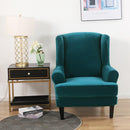 Wing back Chair Cover Velvet Spandex Stretch Slipcovers for office Chairs Stylish 2 Piece Set With Elastic Band