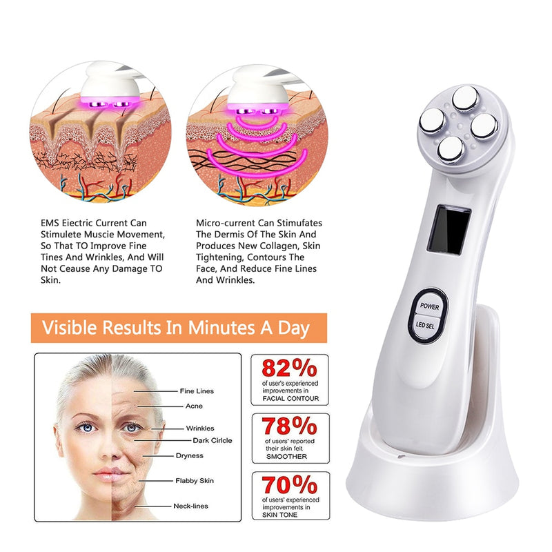 5 in 1 Mesotherapy Electroporation RF Radio Frequency Facial Beauty Device Face Lifting Face Care Skin Tightening Rejuvenation