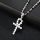 D &amp; Z oro blanco Ankh colgante Iced Out CZ piedras para hombre Micro pavimentado AAA CZ Hip Hop oro plata Color encanto cadenas joyería regalo