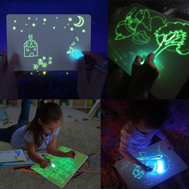 Magic Luminous Drawing Board Children Toy Tablet Draw In Dark Magic Light-Fun Fluorescent Pen Children Educational Toy For kids