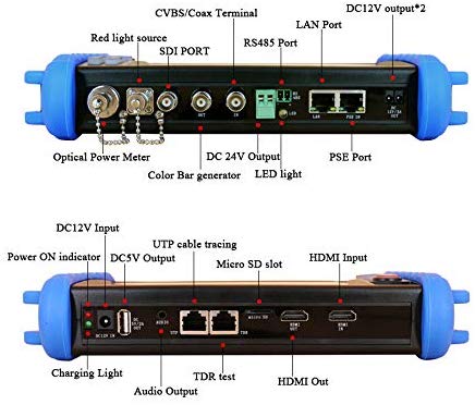 7 pulgadas HD CCTV Tester Monitor AHD CVI TVI CVBS SDI IP 4K Cámara Prueba 8MP Multímetro TDR Fibra óptica VFL WIFI POE