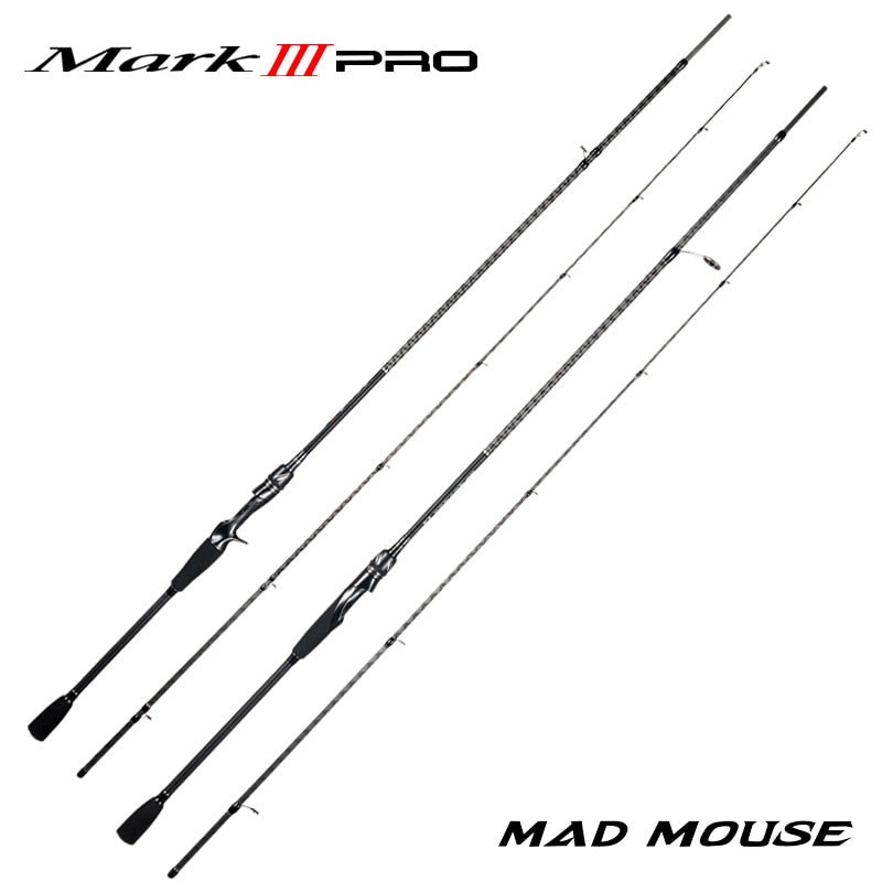 Nueva caña de pescar con señuelo MADMOUSE MARK III PRO 1,98 m 2,09 m 2,28 m N/ML Power MF Action Lure WT 3-21g 2 uds cañas de fundición giratorias