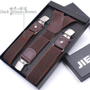 Genuine Leather Men's Suspenders  3/6 Clips Braces Suspensor Adjustable Belt Strap Bretelles Vintage Male Garter For Shirt