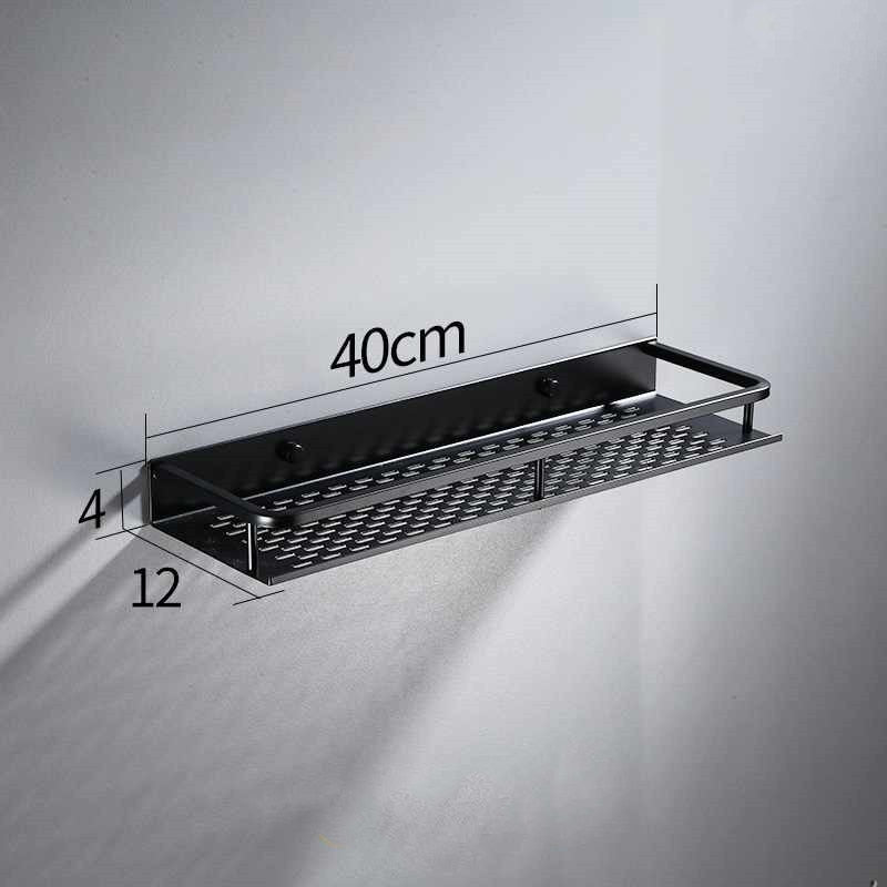 Bathroom Shelf Black Aluminum Wall-Mounted Square Shampoo Holder Cosmetic Shelves Kitchen Nets Shelf Storage Rack Organizer Rack