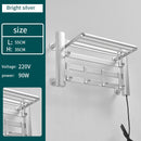 Bathroom Electric Bath Towel Warmer Heating Towel Shelf Rack Household 55℃ Thermostatic Towel Dryer Punch Free Heater Rail Black