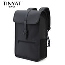 TINYAT New Men's Leather Backpack laptop Backpack for 14 15  inch Waterproof Travel Backpack for School Hiking Finshing Backpack