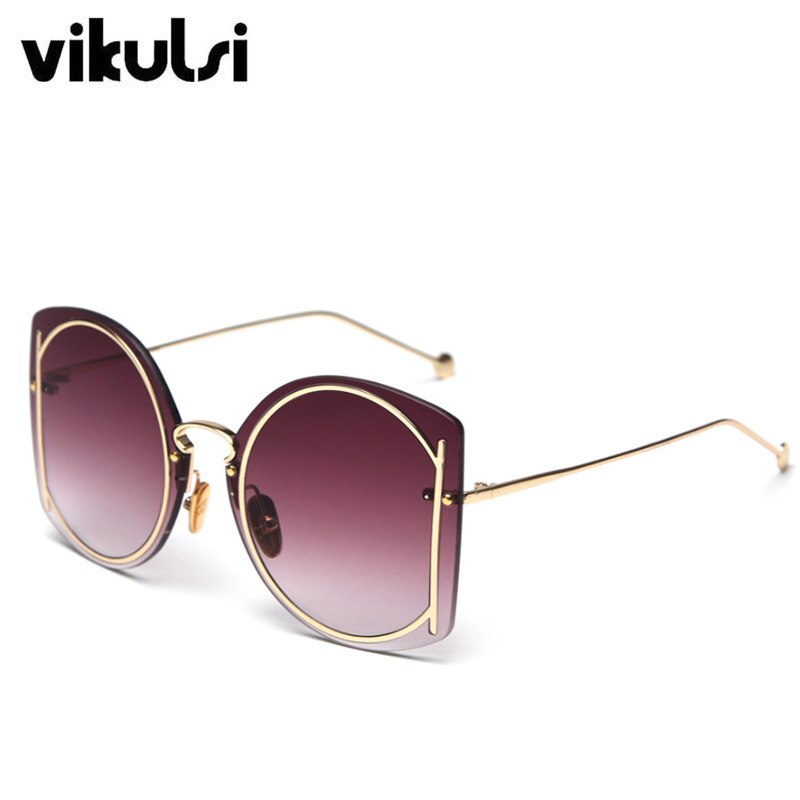 Trendige Marken-Sonnenbrille Luxus Damen Runde Farbtöne für Damen Übergroße Sonnenbrille Damen Braun Gradient Eyewear Oculos UV400