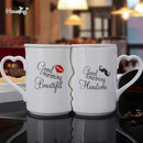 2Pcs Set China Ceramic Couple Cup Lover Kiss Mug Valentine&