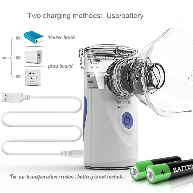 Mini nebulizador de inhalación portátil de mano para el cuidado de la salud, inalador ultrasónico silencioso, nebulizador, automizador recargable para niños y adultos