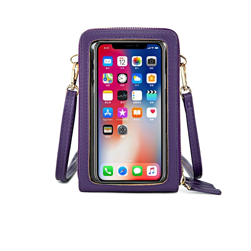 HEISSE transparente berührbare Handy-Taschen-Frauen-Umhängetasche Pu-Leder-Damen-Crossbody-Beutel-weibliche kleine Handtaschen-Geldbörse