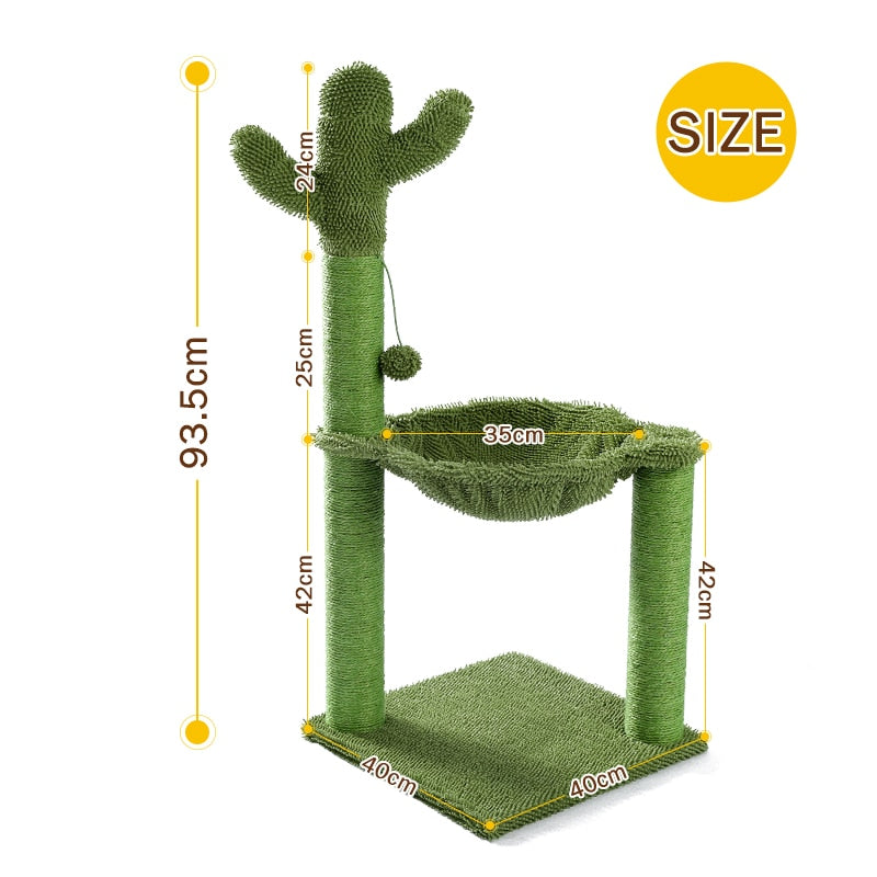 Casa de árbol de gato estilo Cactus de 2 tamaños, postes de escalada para gatos, gatitos, divertido juguete de salto, casa de gatos, rascador gato