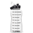 Quifit Gallon 2L Water Bottle with Straw 3.8 &amp; 2 Litre Large Capacity Tritan BPA Free Motivational Quote Time Marker 2000ml Jug