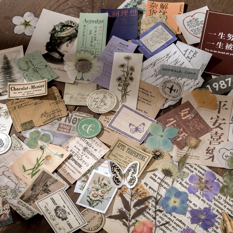 Journamm, 15 Uds., tarjetas Vintage para decoración de teléfono, suministros de papelería Retro, papel de planta, etiqueta para diario basura, Material para álbum de recortes