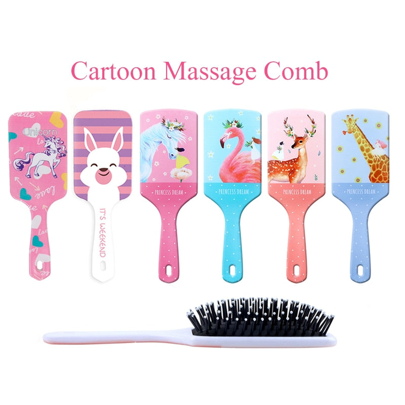 Cartoon Print Hair Detangler Comb,Haircare Massage Scalp Airbag Hair Styling Tool,Soft Comb Teeth Hair Brush,Barber Accessories