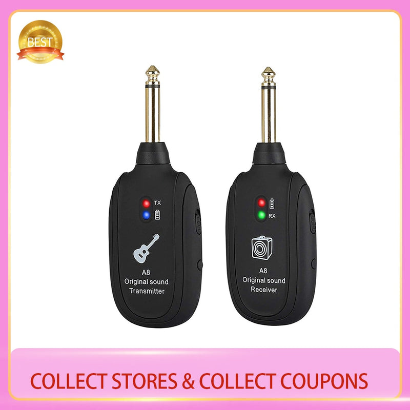 Guitar Wireless System Transmitter Receiver Built-In Rechargeable Wireless Guitar Transmitter Guitar Transmitter Accessory