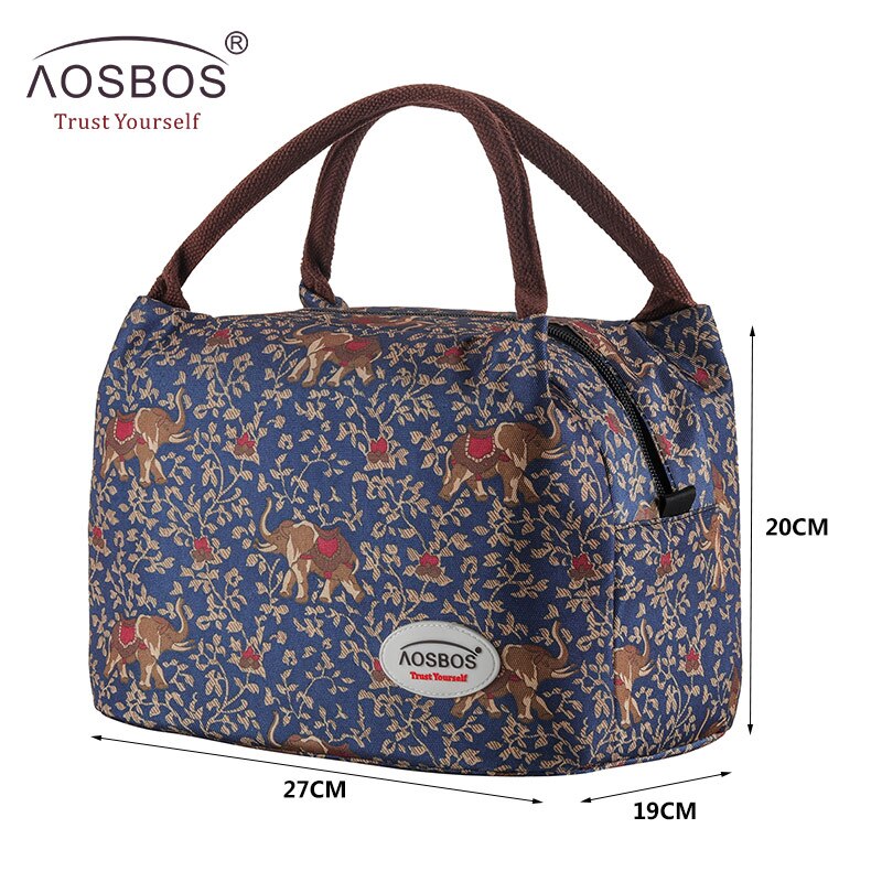 Aosbos Fashion Portable Insulated Canvas Lunch Bag 2020 Thermal Food Picnic Lunch Bags for Women Kids Men Cooler Lunch Box Bag