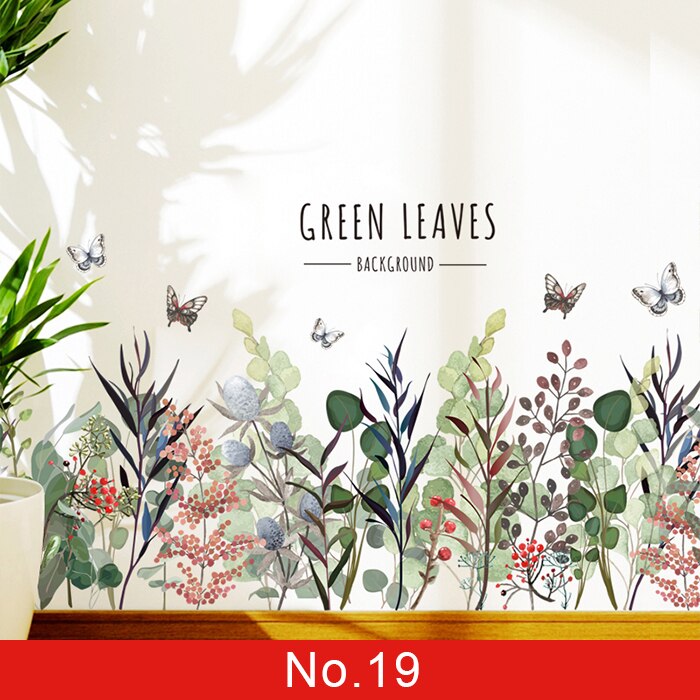24 styles Plants Series Wall Stickers for Living room Bedroom Green Leaves Removable Wall Decals Vinyl DIY Eco-friendly Murals