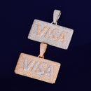 Visa Card Shape Pendant  Cubic Zircon Men's Hip Hop Necklace Jewelry