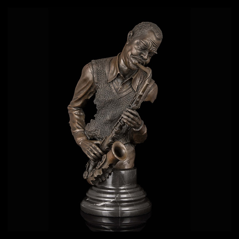 ArtsHom AH-056 estatua de música de bronce escultura accesorios para el hogar hombre Paly saxofón estatua escultura decorativa para el hogar