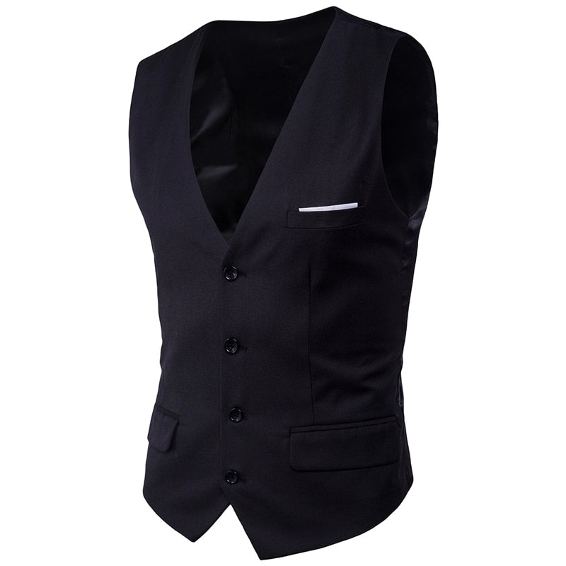 Schwarzer Anzug Weste Herren 2020 Brand New Slim Fit V-Ausschnitt Kleid Westen Herren Formelle Business Hochzeit Smoking Chaleco Hombre 6XL