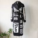 HarleyFashion 2021 Autumn Winter Women Long Coat Letters Printing High Street Stylish Graffiti Casual Quality Windbreaker Trench