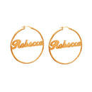 1 Paar Ohrringe mit benutzerdefinierten Namen, personalisierbar, großes Typenschild, handgefertigt, Creolen, Edelstahl, rund, Geometrie, Schmuck, Mädchen, Geschenke