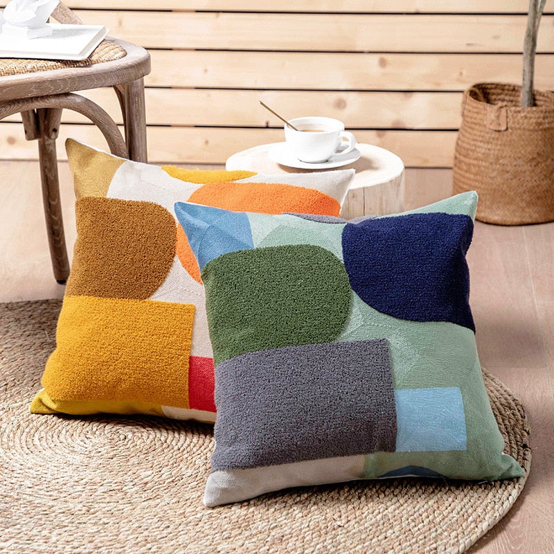 45x45cm/30x50cm Modern Geometric Soft Cozy Pillow Cover Cotton Canvas Towel-embroidered Sofa cushion cover Home Decoration