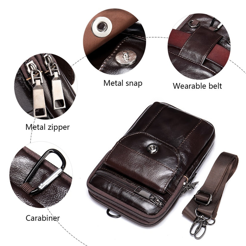 WESTAL Small Men&#39;s Bag Genuine Leather Flap Phone Belt Pouch Men&#39;s Shoulder Bags Men Leather Crossbody Bags Over The Shoulder