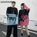 GONTHWID, suéteres de Hip Hop, suéter de punto con llama de fuego, jerséis, ropa de calle Harajuku 2022, suéter informal de moda para hombres, Tops, abrigos