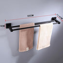55CM Matte Black Double Towel Bars Bathroom Towel Hanger Space Aluminum Bathroom Accessories Towel Rack Towel Ring  Toilet Brush
