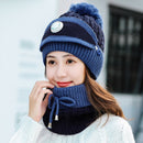 2020 Mütze Winter Frauen Maske Sturmhaube Mütze für Mädchen Schal dickes warmes Fleece innen gestrickte Mütze Schal Set 3-teilige Wintermützen