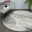 Bubble Kiss European Style Feather Pattern Area Rug for Bedroom Home Living Room Decor Non-slip Round Carpets Soft Floor Mat