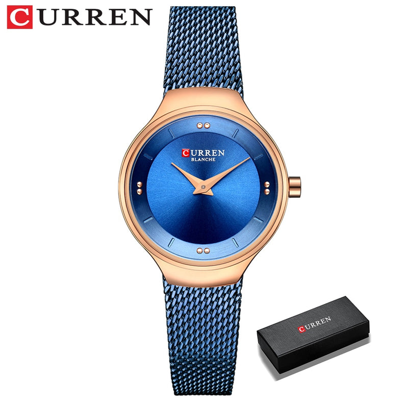 Elegant Women Watches CURREN Fashion Quartz Stainless Steel Mesh Watch Female Simple Wristwatch for Ladies Clock reloj mujer