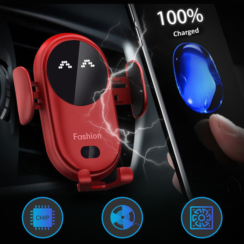 HKXA Wireless Charger Car Phone Holder Qi Induction Smart Sensor Fast Charging Stand Mount for Samsung S10 Note 10 iPhone 11 10W