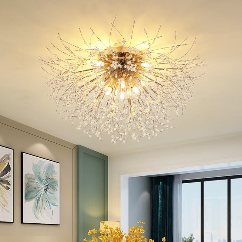 Crystal snowflake chandelier For Living Room Kitchen Rectangle Globe Dandelion chandelier Nordic Decor round led ceiling lamp