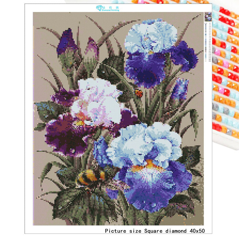 Full Square/Round Diamond DIY Diamond Embroidery iris flower Cross stitch 5D Diamond Painting Rhinestone Mosaic Home Decor Gift